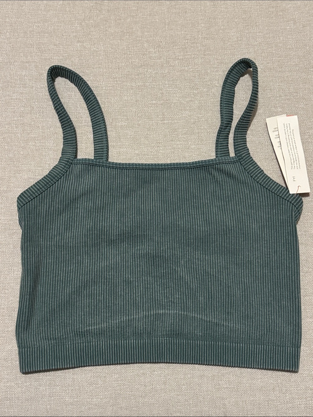 NWT Colsie Ribbed Crop Top-Sz L-Green-Nylon Blend